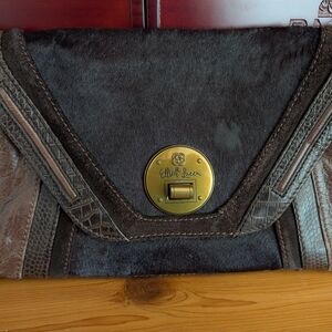 Elliott Lucca "Cordoba"  Black Haircalf Leather Envelope Clutch or Crossbody